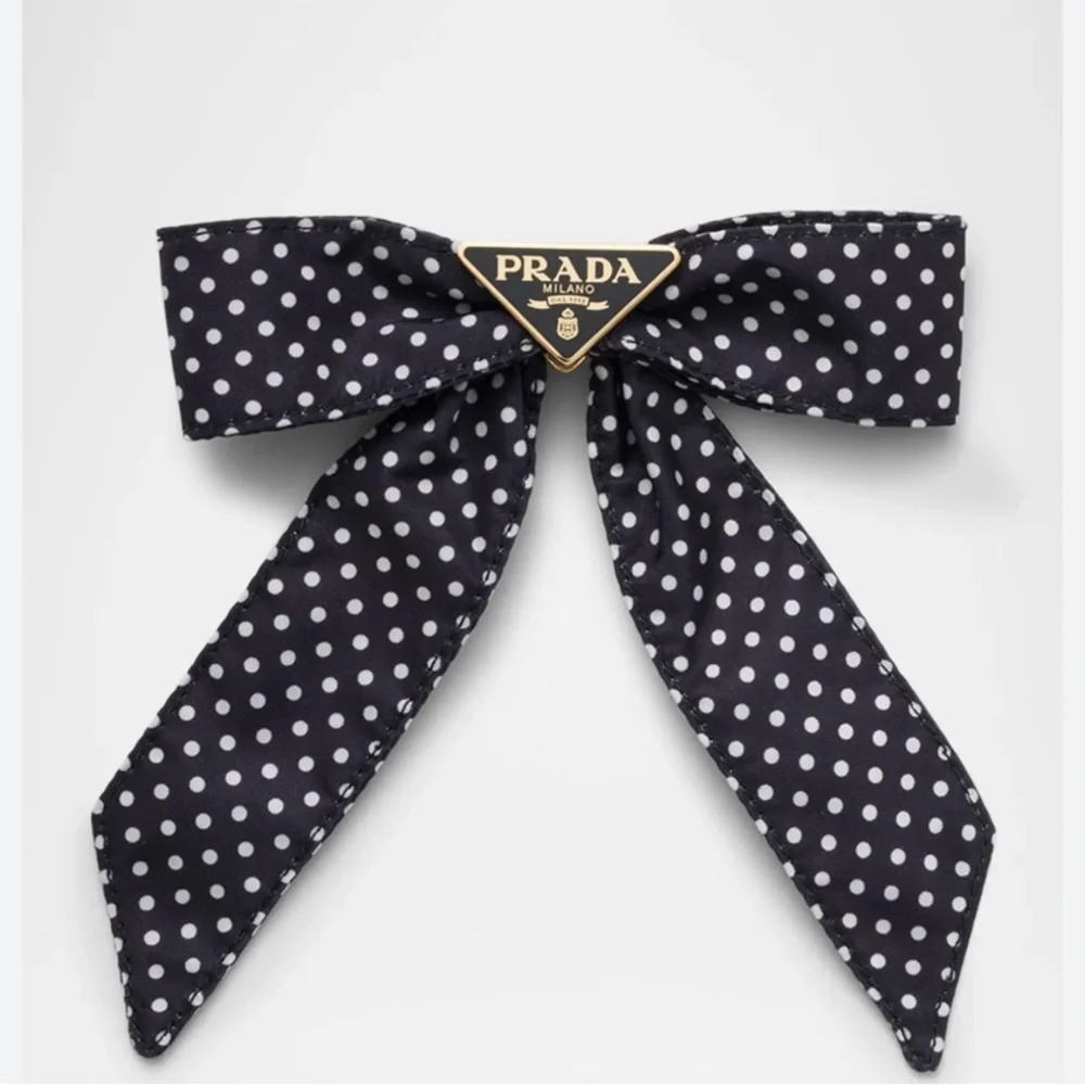 PRADA Black Polka Dot Bow Brooch - Picture 1 of 7